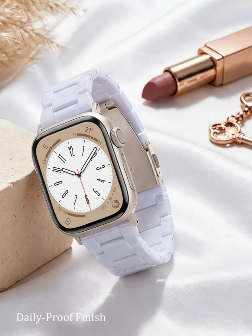 Stylish Resin Apple Watch Band for Series 1-11, Unisex, Pure White, 38-42mm
